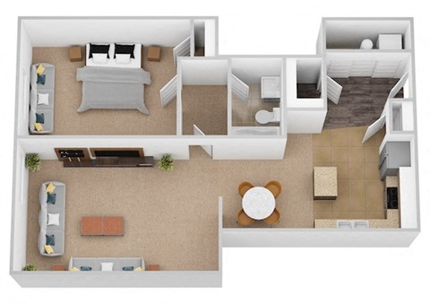 The Raphael One Bed One Bath Floor Plan at Renaissance at the Power Building, Cincinnati, OH